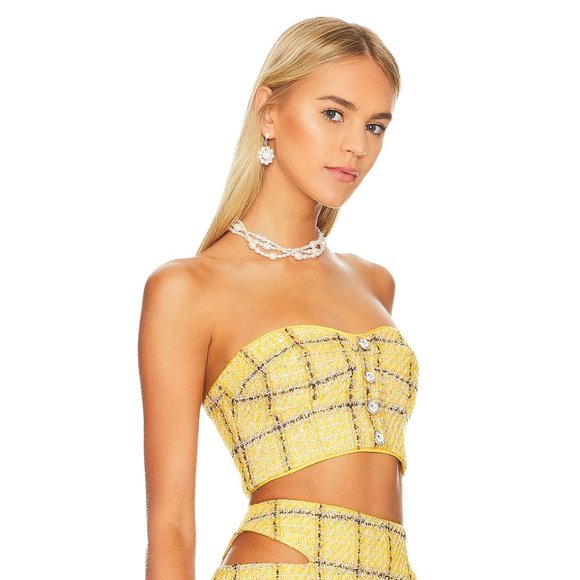Assignment NWT Cady Yellow Plaid Crop Top size XXS Revolve - Picture 3 of 9